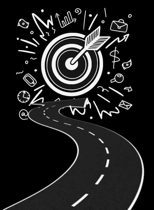 Tech Roadmap illustration with a target and various business icons